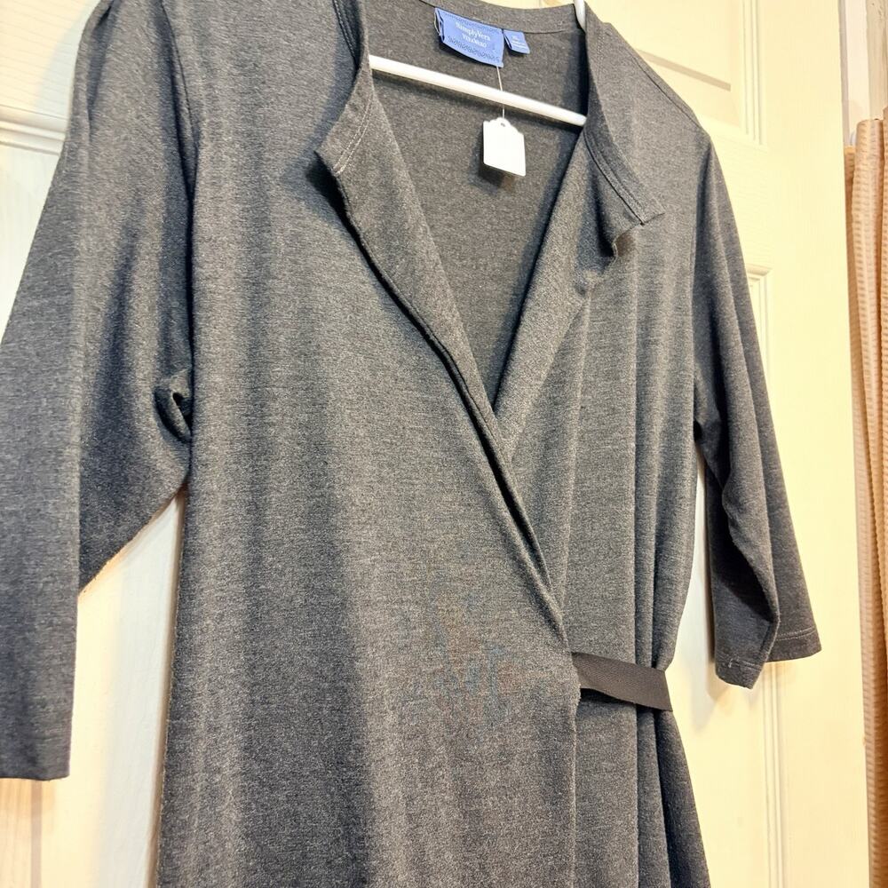 Simply Vera Vera Wang Women's XL Gray Wrap Style‎ Dress 3/4 Sleeve Tie Waist